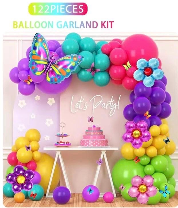 Butterfly Balloon Garland Kit Flower Party Decor Colorful Birthday Arch DIY Girl Celebration Backdrop Spring Theme Baby Shower