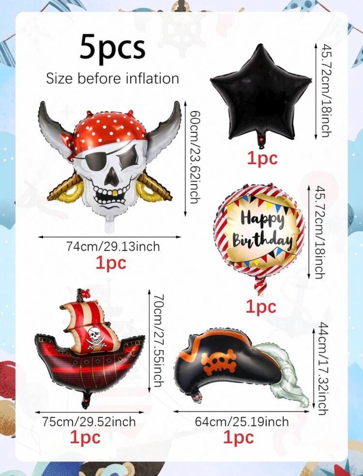 Pirate Balloon Set, Pirate Birthday Balloons, Skull Balloon, Pirate Ship Balloon, Kids Party Decoration Set