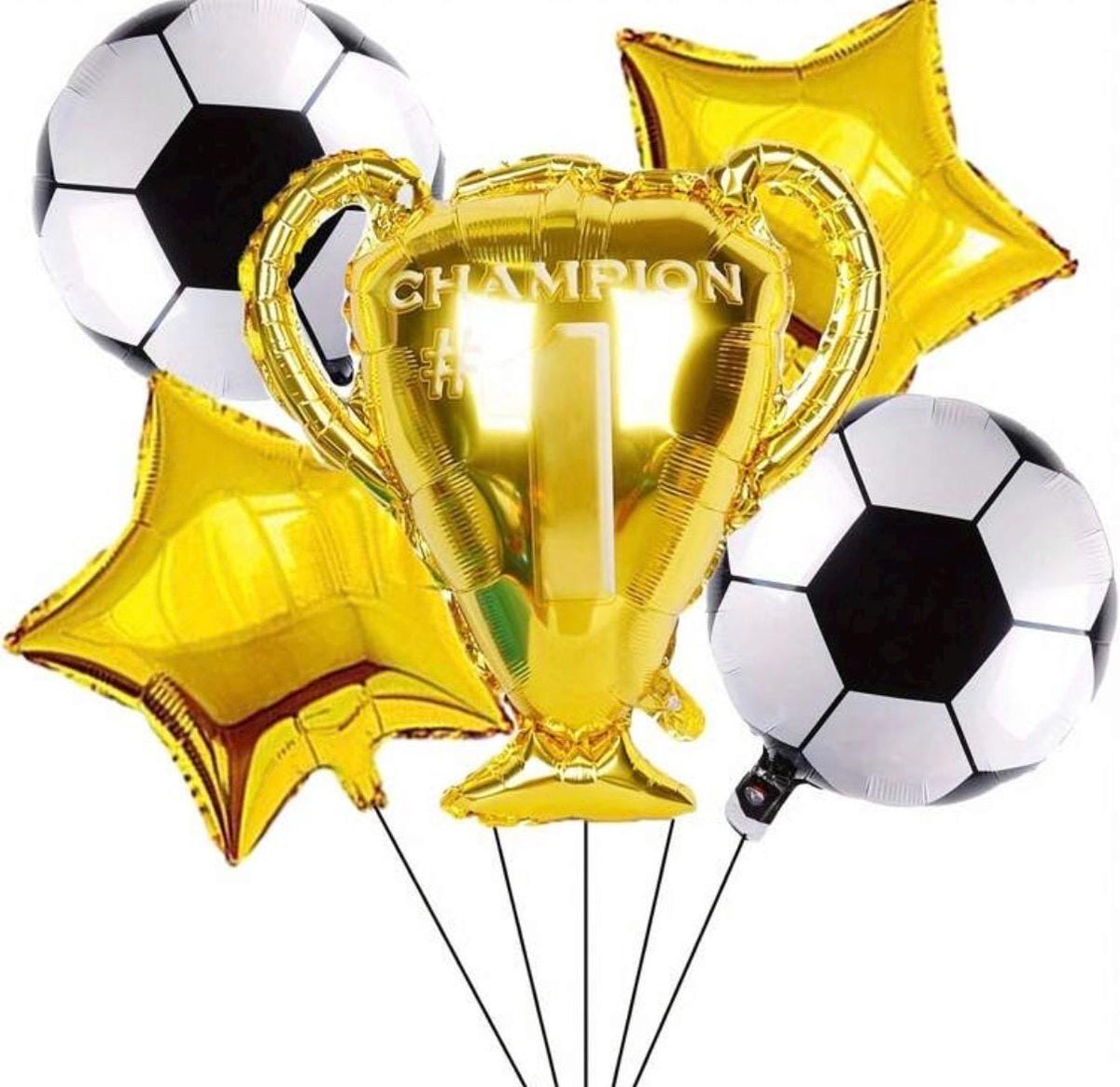 Soccer Balloon Set Champion Trophy Football Party Decorations Gold Star Balloons Sports Birthday Celebration Kit