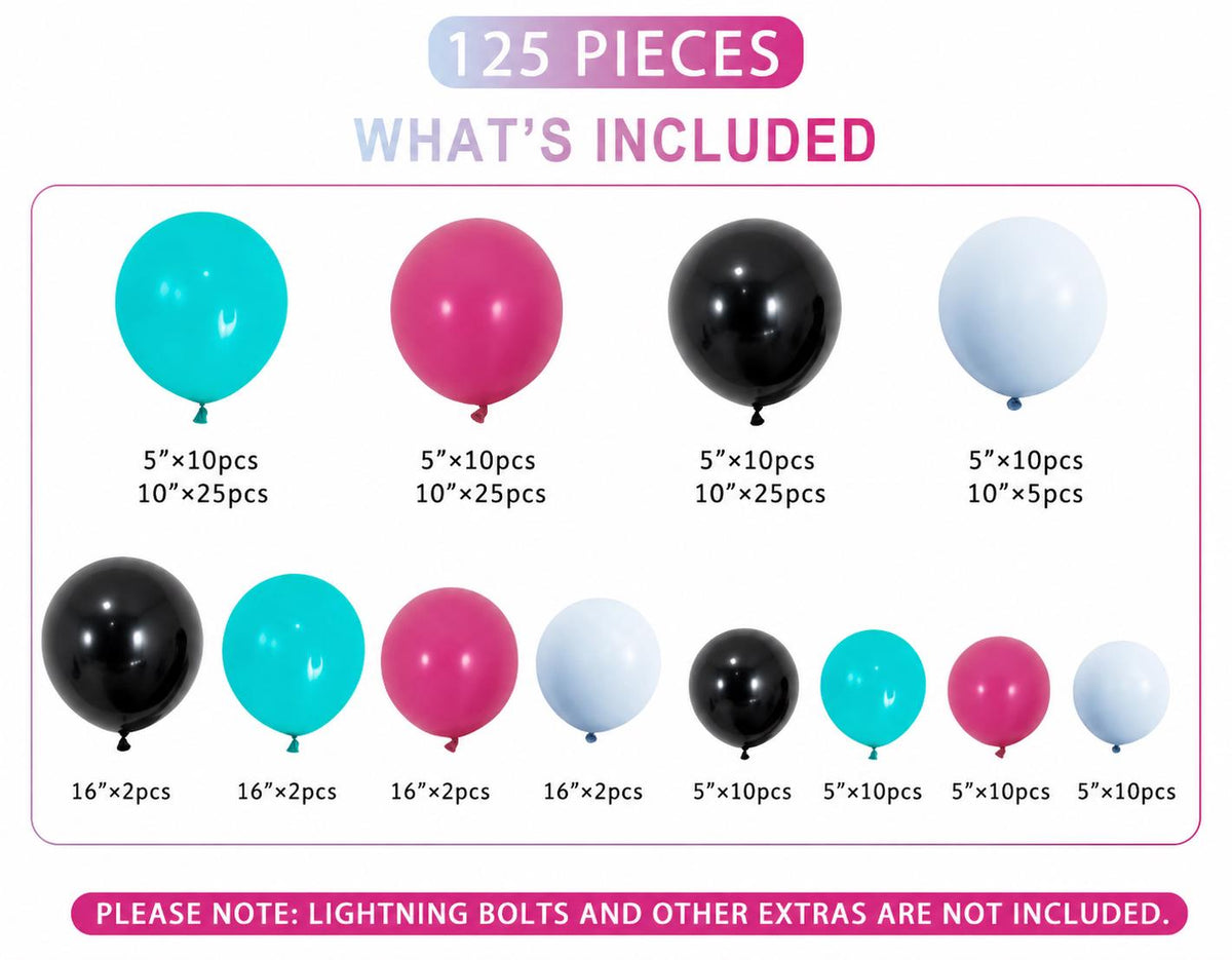 Beast Gaming Balloon Arch Kit, Level Up Party Decorations, Gamer Birthday Setup, Black Pink Teal Balloons, Lighting bolt Inspired