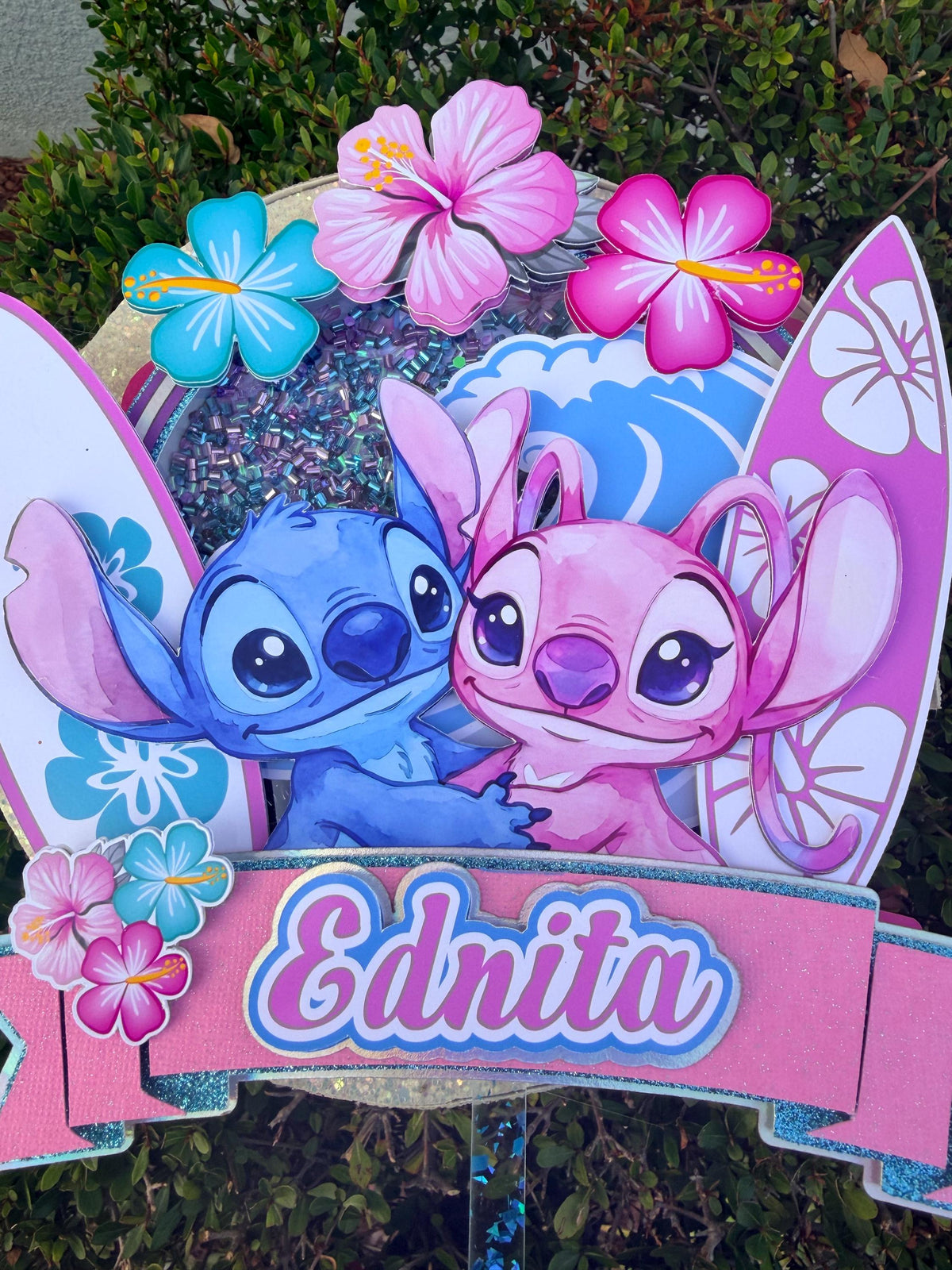 Hawaiian Blue & Angel Personalized Cake Topper image 2