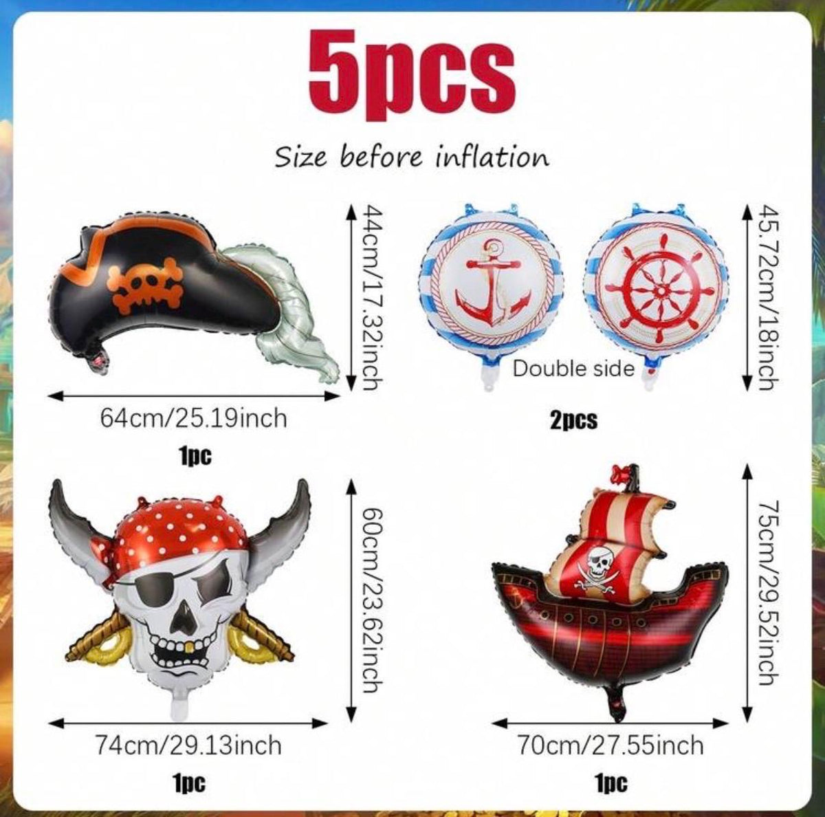 Pirate Balloon Set, Pirate Party Decor, Skull Balloon, Pirate Ship Balloons, Kids Birthday Decorations, Nautical Theme Party