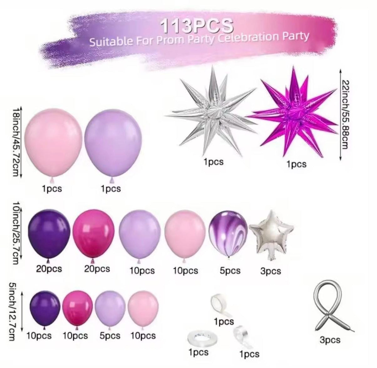 113PCS Space Birthday Balloon Garland Kit, Astronaut Party Decorations, Galaxy Balloon Arch Kit, Pink Purple Space Party Decor, Outer Space