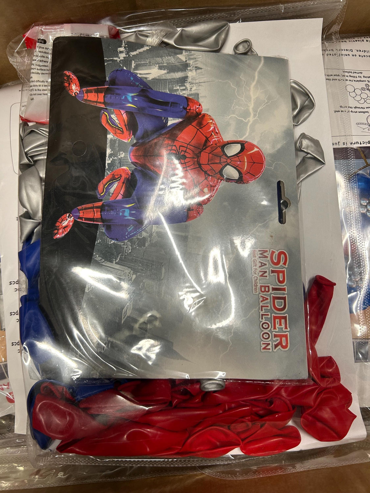 Spider Superhero Balloon Garland Kit, Red Blue Silver Balloon Arch Kit, Birthday Party Balloon Decorations, 114 Piece Balloon Set
