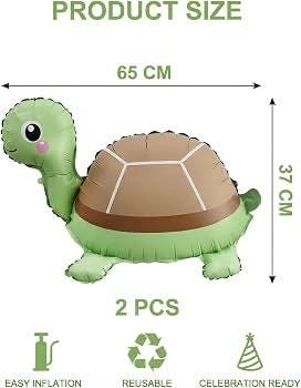 Walking Turtle Foil Balloon Set – Cute Turtle Birthday Balloon – Animal Theme Party Decorations – Baby Shower Balloon – 2 Pack Turtle Balloo