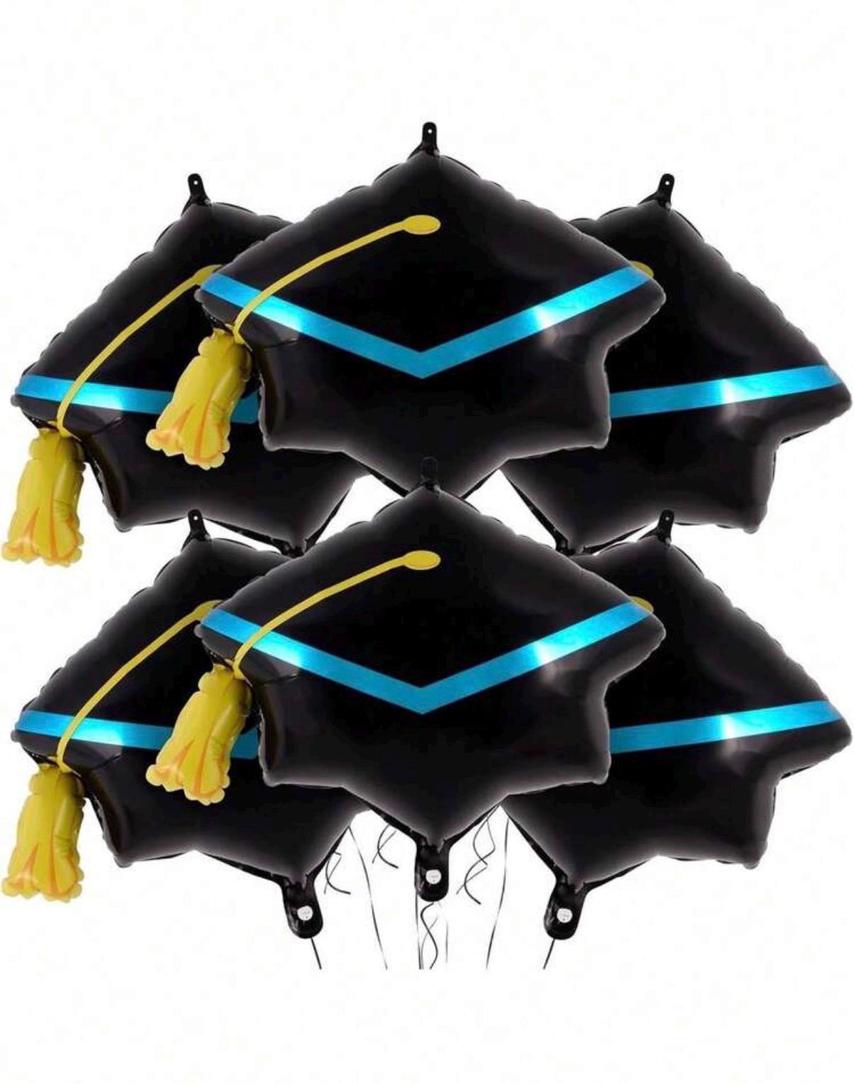 Graduation Cap Balloons Set of 6, Graduation Party Decorations, Class of 2026 Balloon Bundle, Grad Cap Foil Balloons, Graduation Balloon Bou