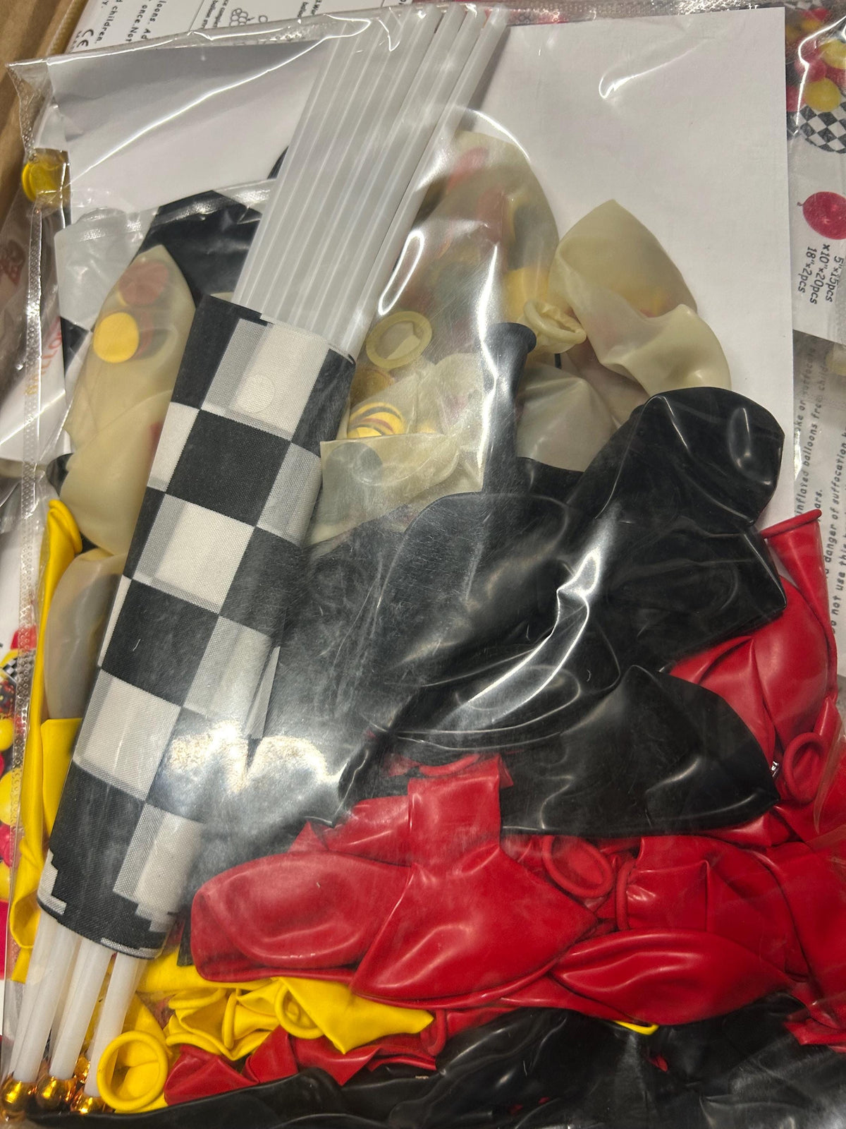 Race Car Balloon Garland Kit | Checkered Flag Balloon Arch Kit | Racing Theme Birthday Decorations | Race Car Party Balloons | 135 Pieces