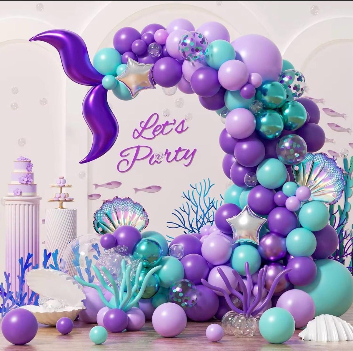 Under the Sea Balloon Garland Kit Mermaid Party Decor Ocean Theme Birthday Arch DIY Purple Teal Baby Shower Backdrop