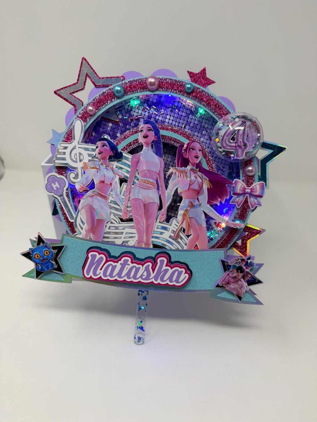 K-Pop Inspired LED Cake Topper Personalized Birthday Cake Decoration