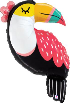 Colorful toucan shaped foil balloon with a bright beak