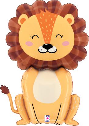 Seated smiling lion shaped foil balloon