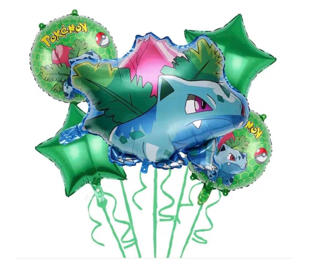 Green Plant Creature Balloon Set – 5 Piece Kids Birthday Party Balloons | Green & Blue Character Inspired Party Decor