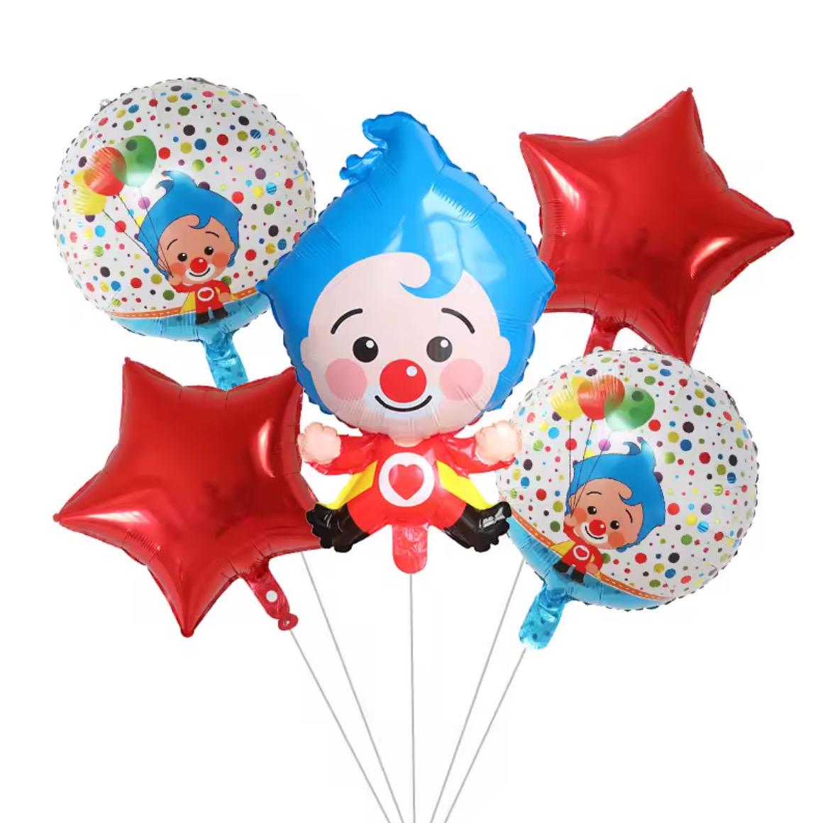 Clown Balloon Set – 5-Piece Foil Stars Balloons  Party Decor