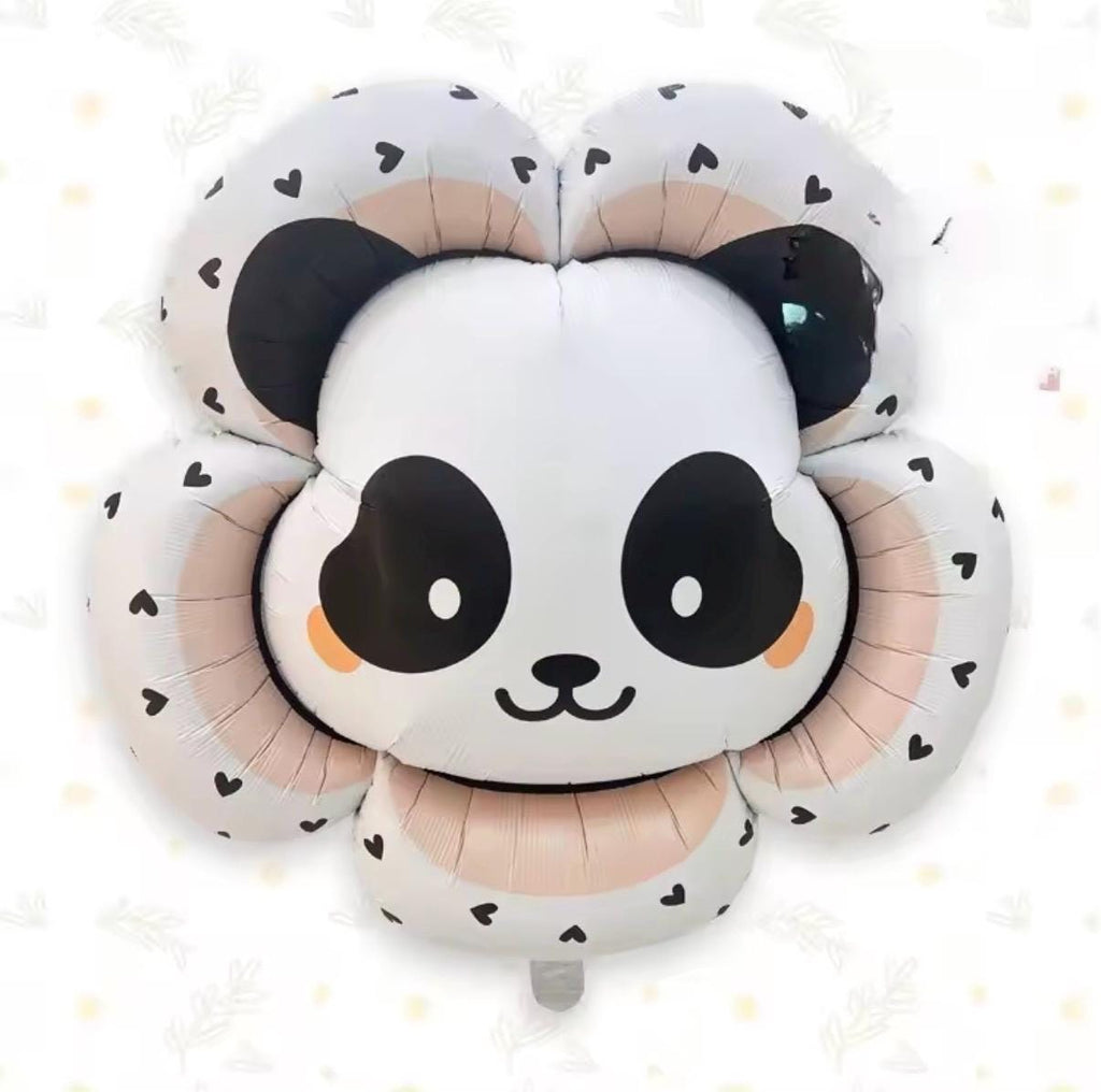 Panda & Bow Balloon Bouquet  5 Piece Black and White Foil Balloon Set