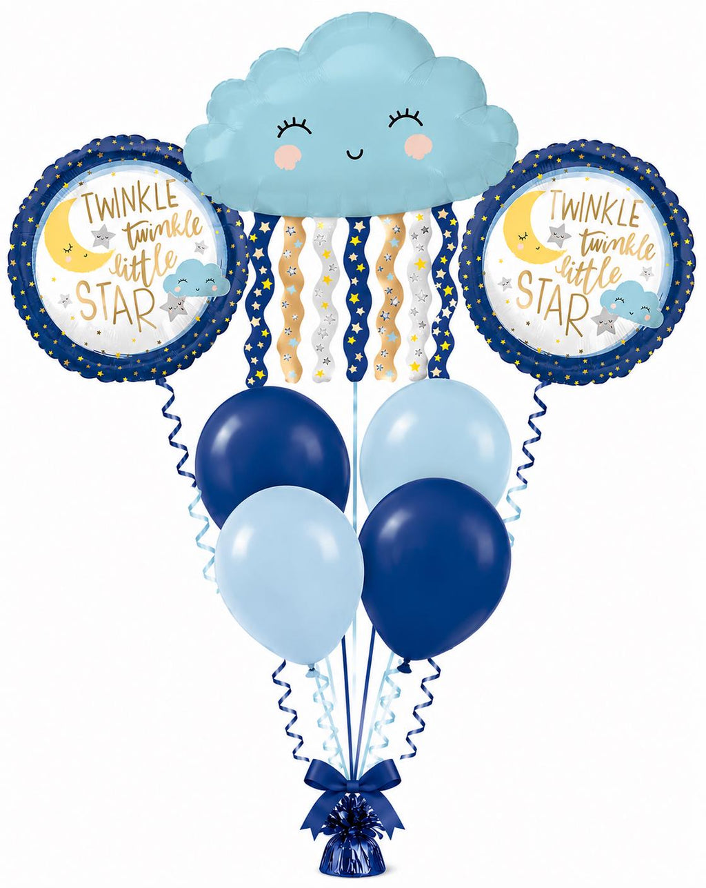 Blue cloud and Twinkle Twinkle Little Star balloon bouquet