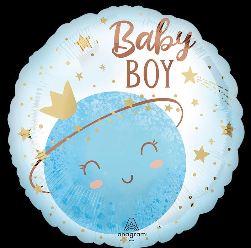 Baby Boy Balloon Bouquet | Blue & Gold Space Baby Balloons | Welcome Baby Party Decor | Baby Shower Balloon Bundle