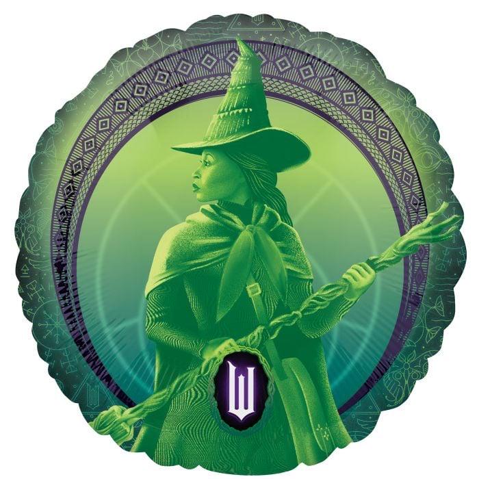 Green round Elphaba foil balloon from Wicked