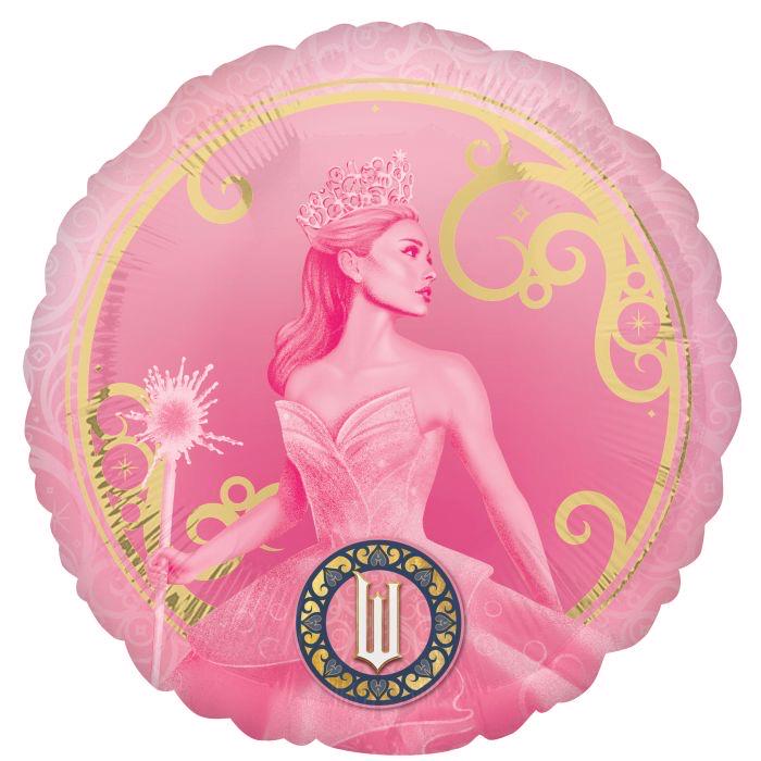Pink round Glinda foil balloon from Wicked
