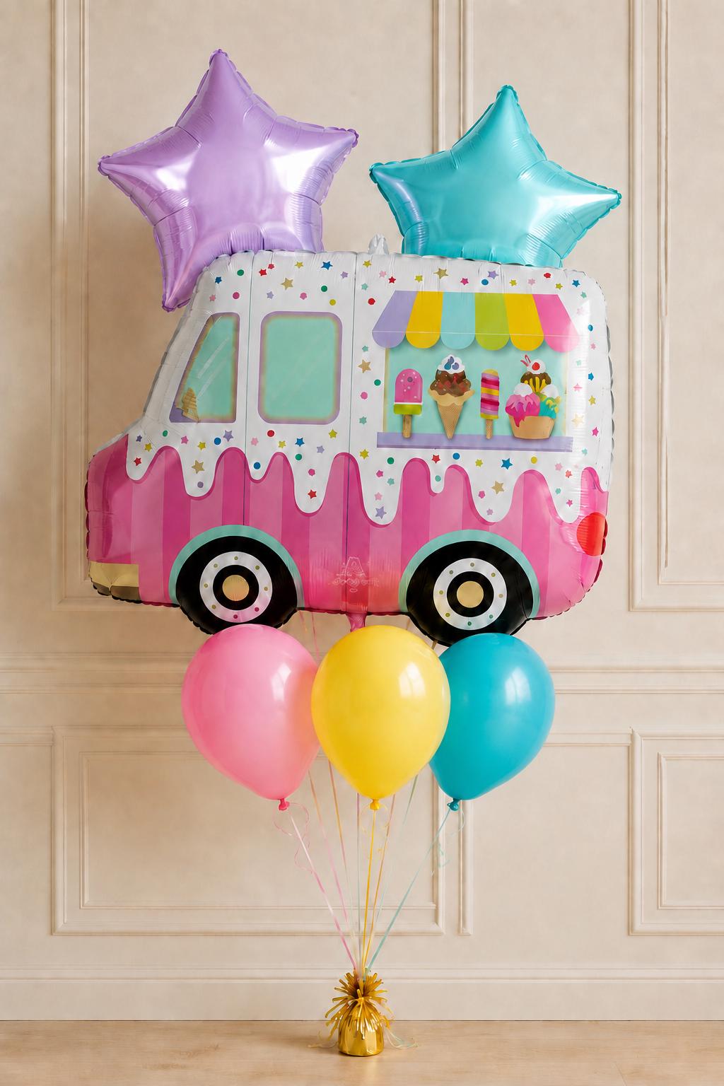 Sweet Treats Foil Balloon Set – 7 pcs | Candyland Birthday Decorations | Ice Cream, Cupcake, Candy Balloons | Kawaii Party Decor for Kids