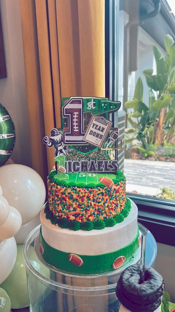 Personalized First Year Down Football Cake Topper image 2
