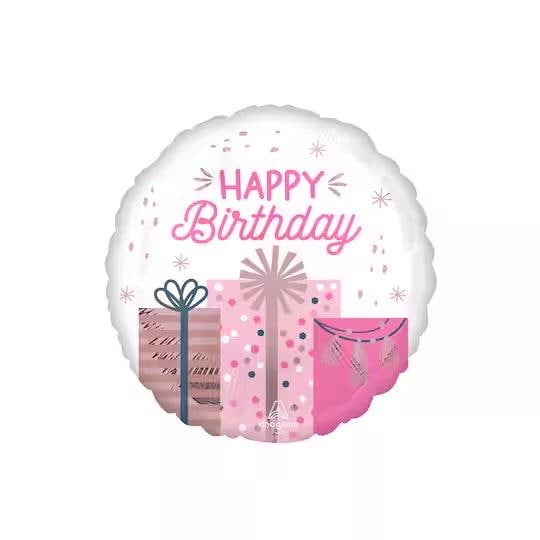 Pink and Navy Birthday Balloon Bouquet, Happy Birthday Foil Balloons, Pink Balloon Gift Set, Birthday Party Decorations