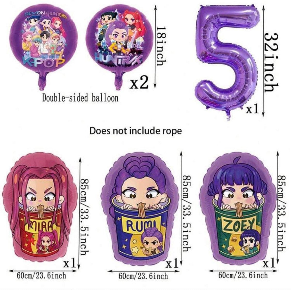 Pop Starts Demon Hunters Balloon Set | Birthday Party Decoration | Number 1| Anime Inspired Balloons