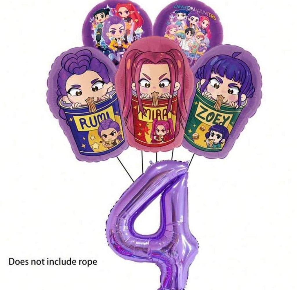 Pop Starts Demon Hunters Balloon Set | Birthday Party Decoration | Number 1| Anime Inspired Balloons