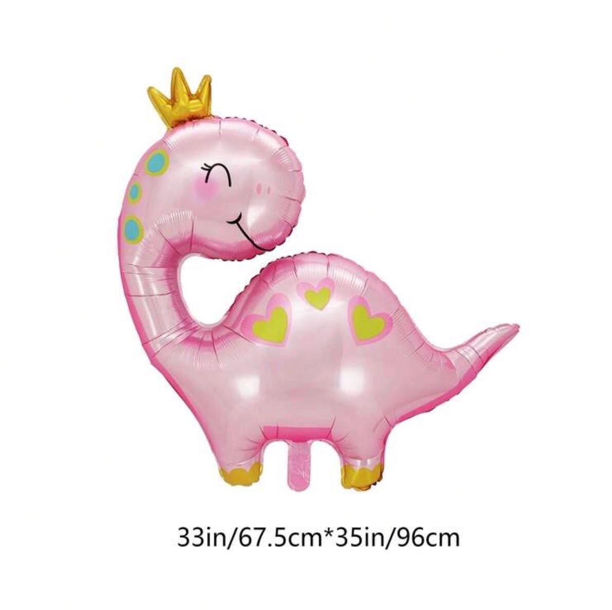 2 Large Pink Dinosaur Birthday Balloon, 35 Inch Cute Dino Foil Balloon,  Kids Birthday Party Decor, Prehistoric Theme Party Supply