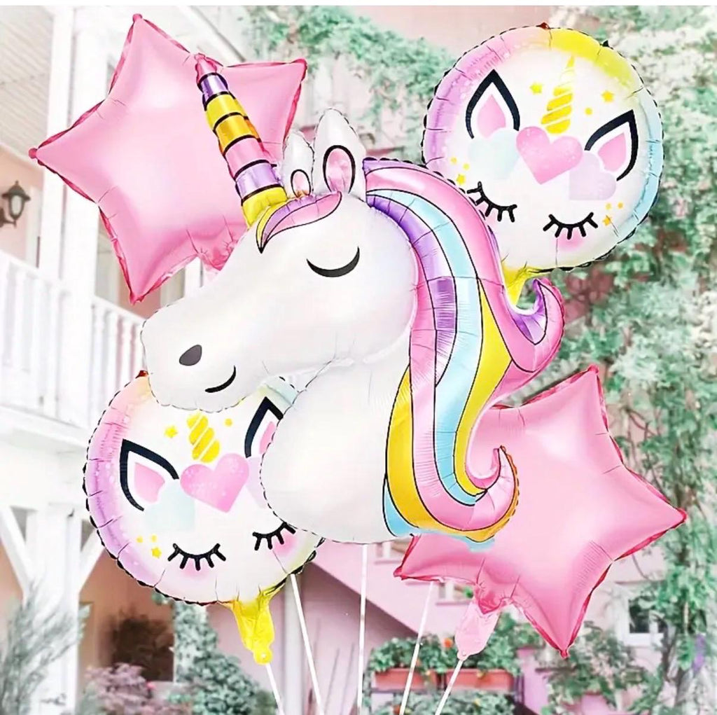 Unicorn Balloon Bouquet Set, Pink Rainbow Birthday Balloons, Magical Unicorn Party Decorations, Girls Birthday Balloon Bundle