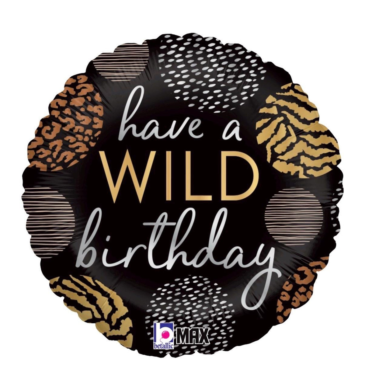 Black and gold Have a Wild Birthday foil balloon