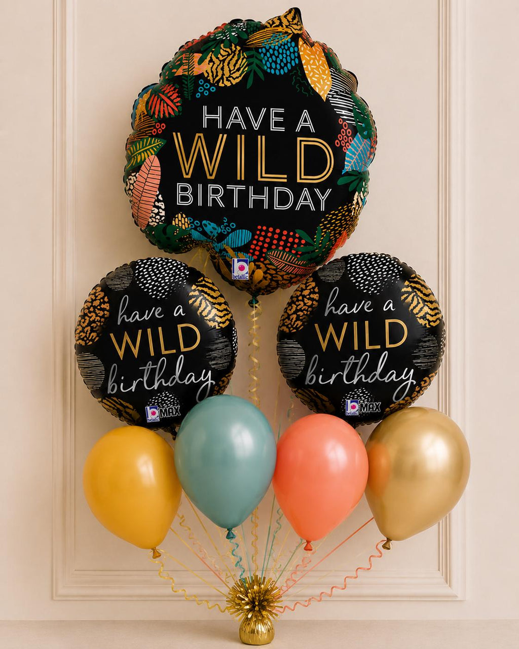 Have a Wild Birthday animal print balloon bouquet