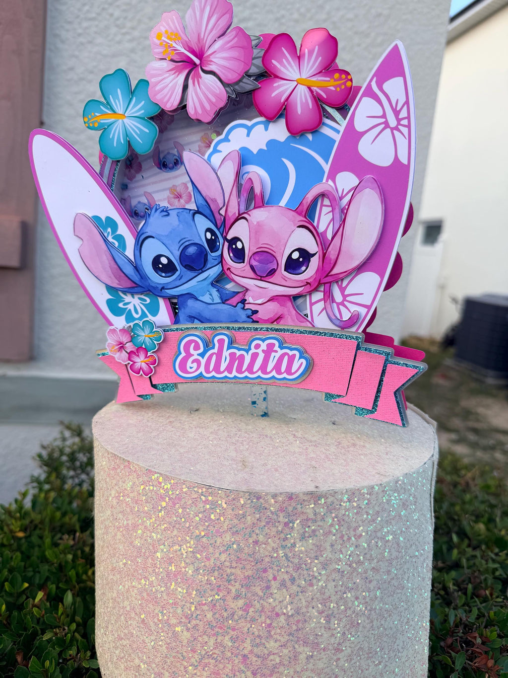 Hawaiian Blue & Angel Personalized Cake Topper