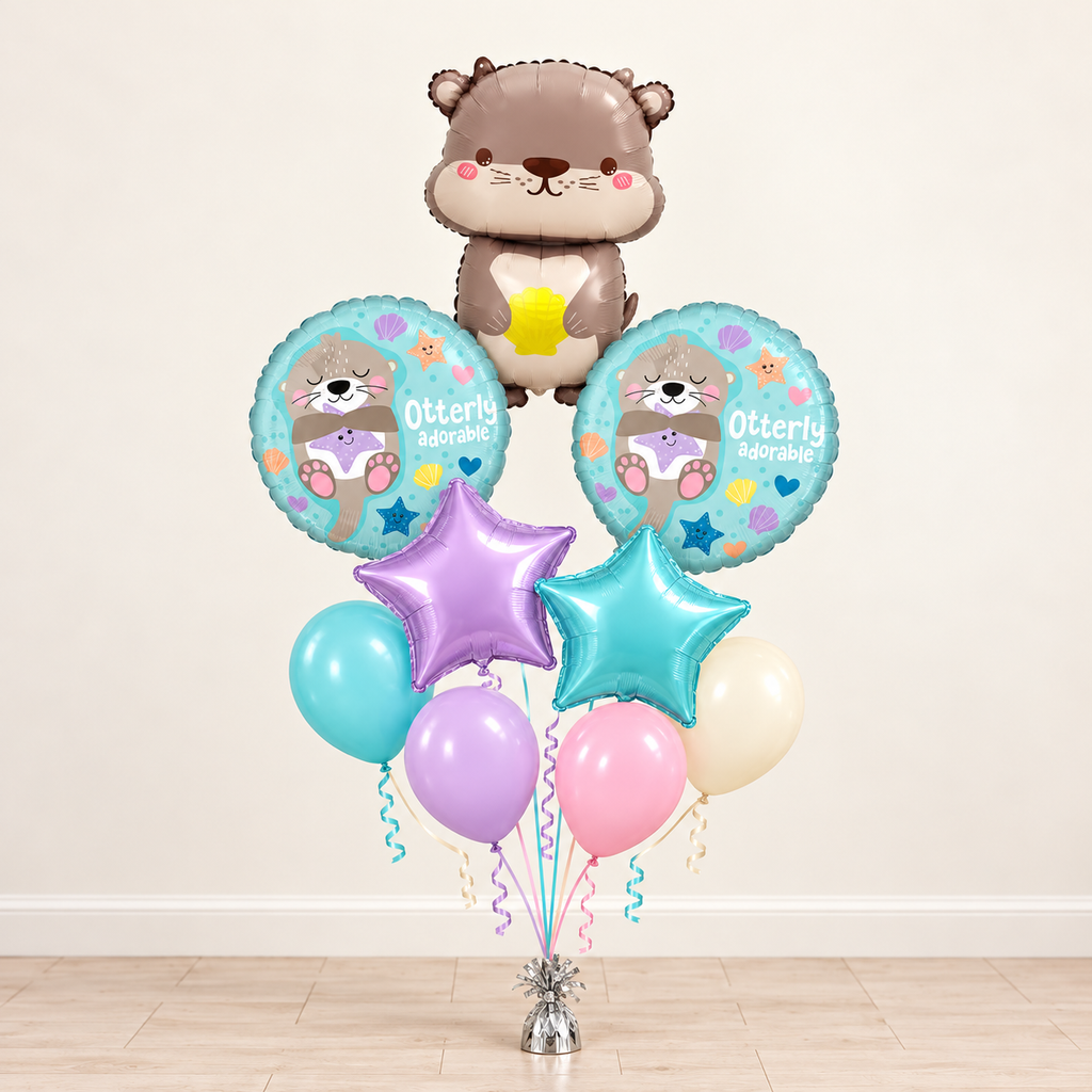 Otterly Adorable balloon bouquet with otter shaped balloon