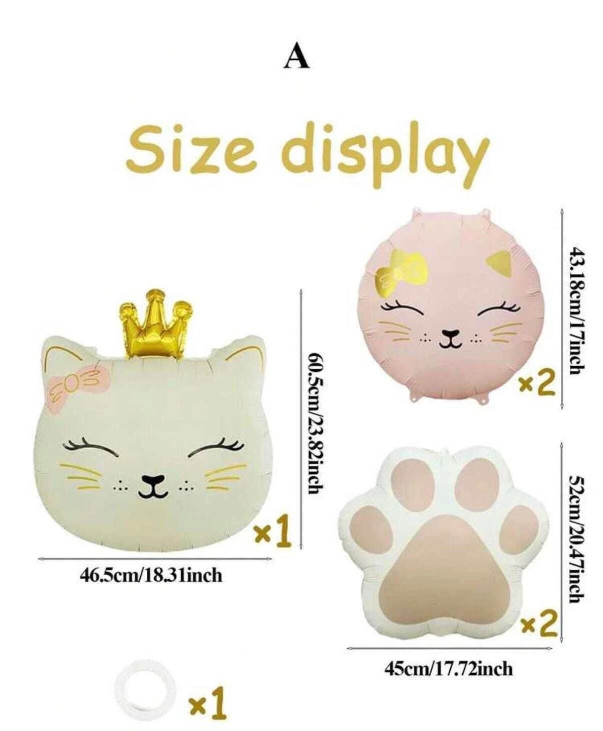 Princess kitty balloon set size guide