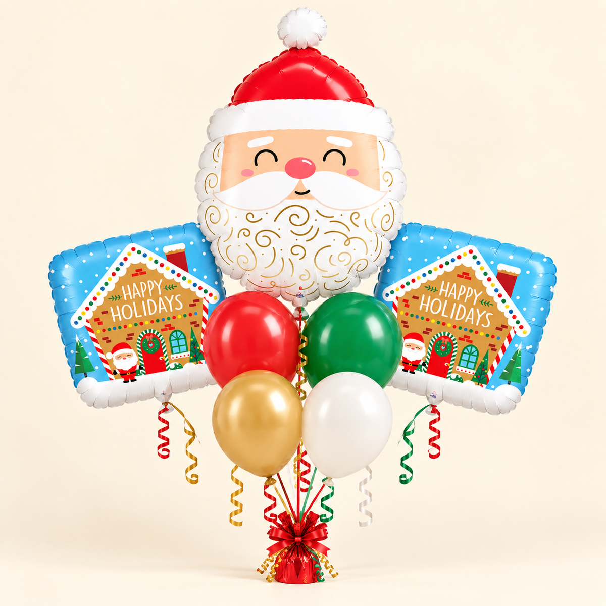 Santa Happy Holidays Christmas balloon bouquet
