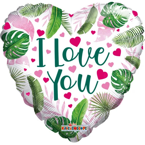 Original tropical I Love You heart foil balloon design