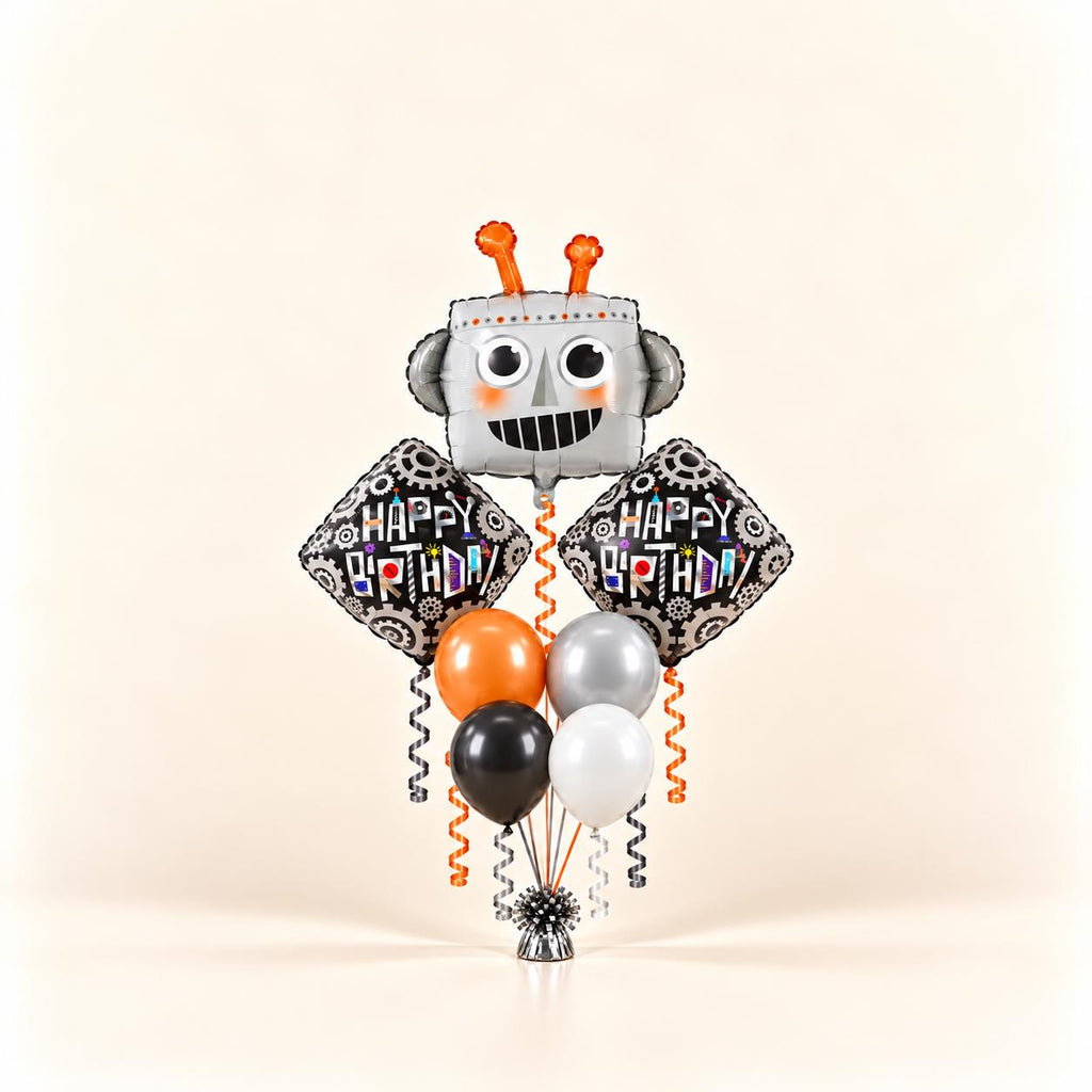 Robot Balloon Bouquet, Happy Birthday Robot Balloons, Robot Birthday Party Decor, Kids Robot Balloon Set, Science Party Decorations