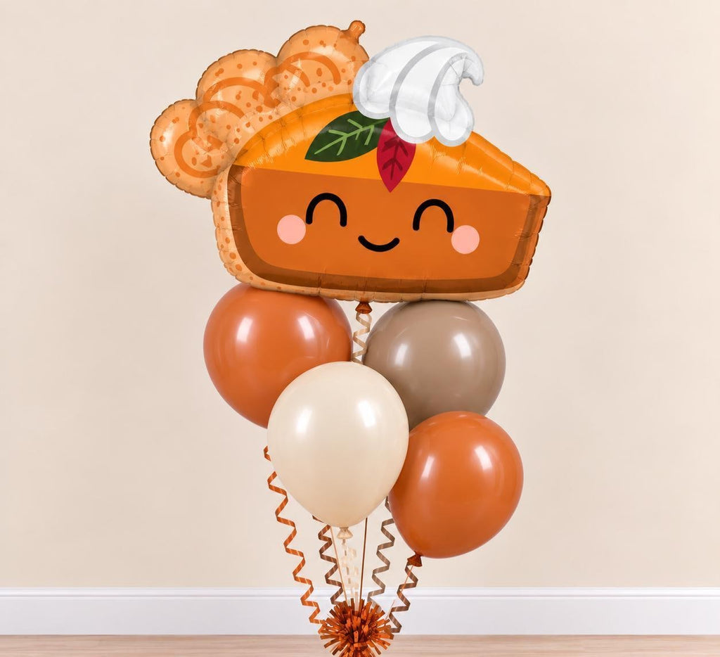 Pumpkin Pie Balloon Bouquet, Thanksgiving Balloon Bundle, Fall Party Balloons, Autumn Birthday Decor, Pumpkin Thanksgiving Balloons