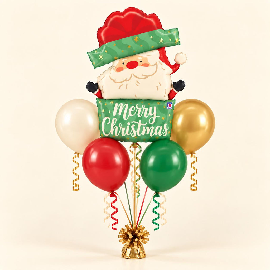 Christmas Santa Balloon Bouquet Merry Christmas Balloons Santa Christmas Party Decor