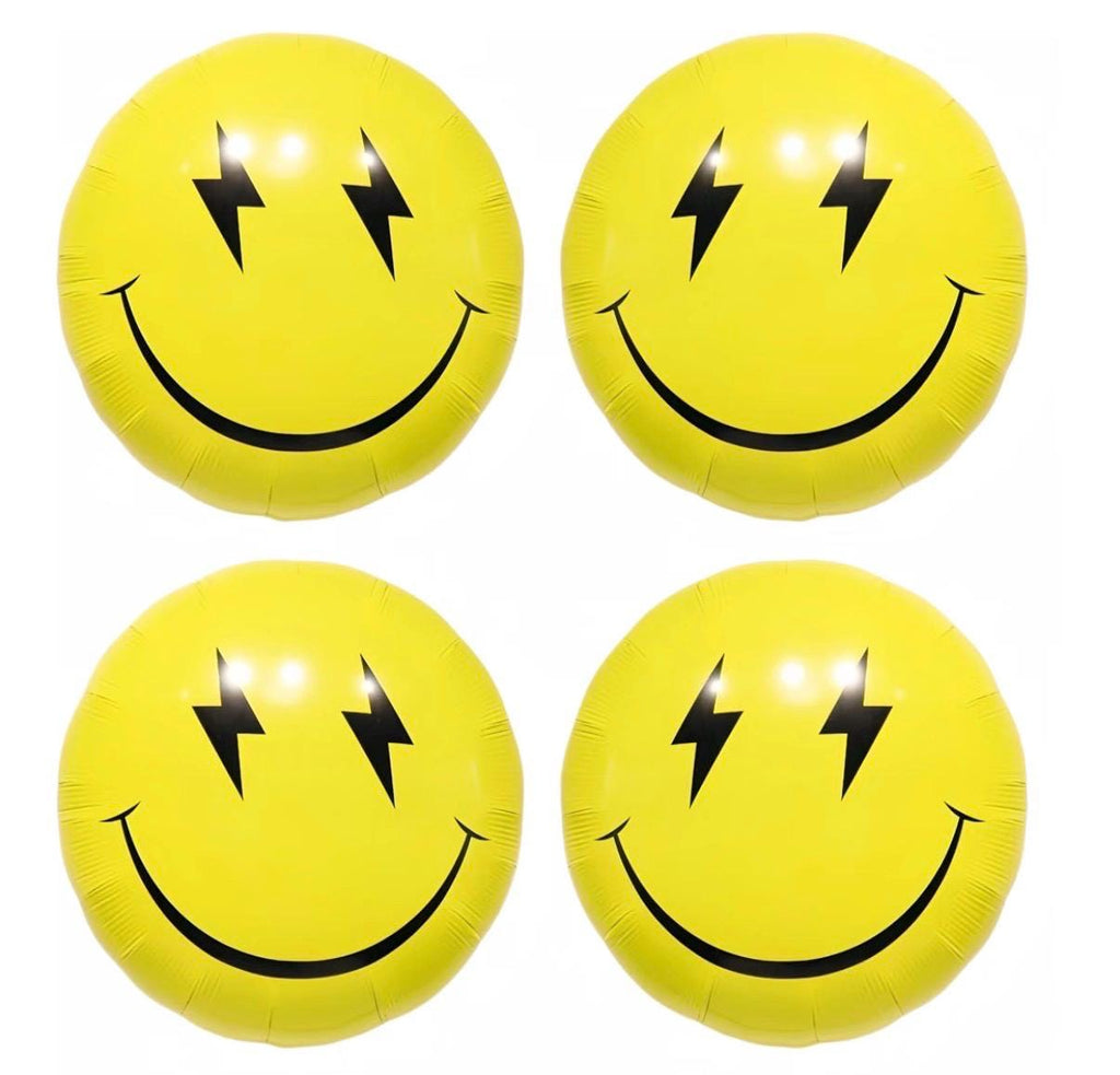 One Happy Dude Balloon Bundle, Yellow Smiley Face and Checkered Balloons, Black White Birthday Decor, Racing Party, 9 Piece Set