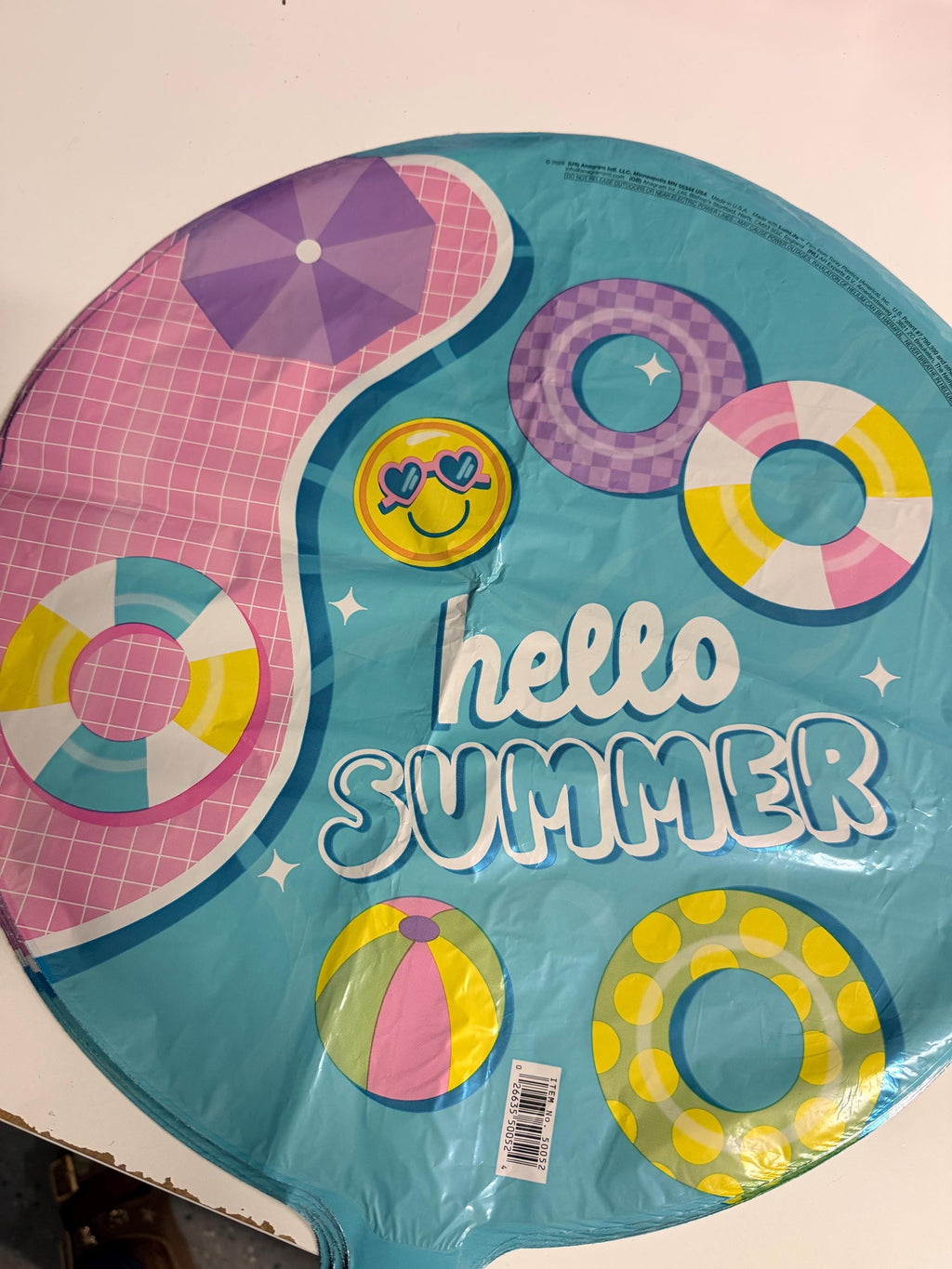 Hello Summer Balloon Bouquet, Pastel Smiley Face Foil Balloons, Summer Party Balloon Set, Pink and Lavender Happy Faces