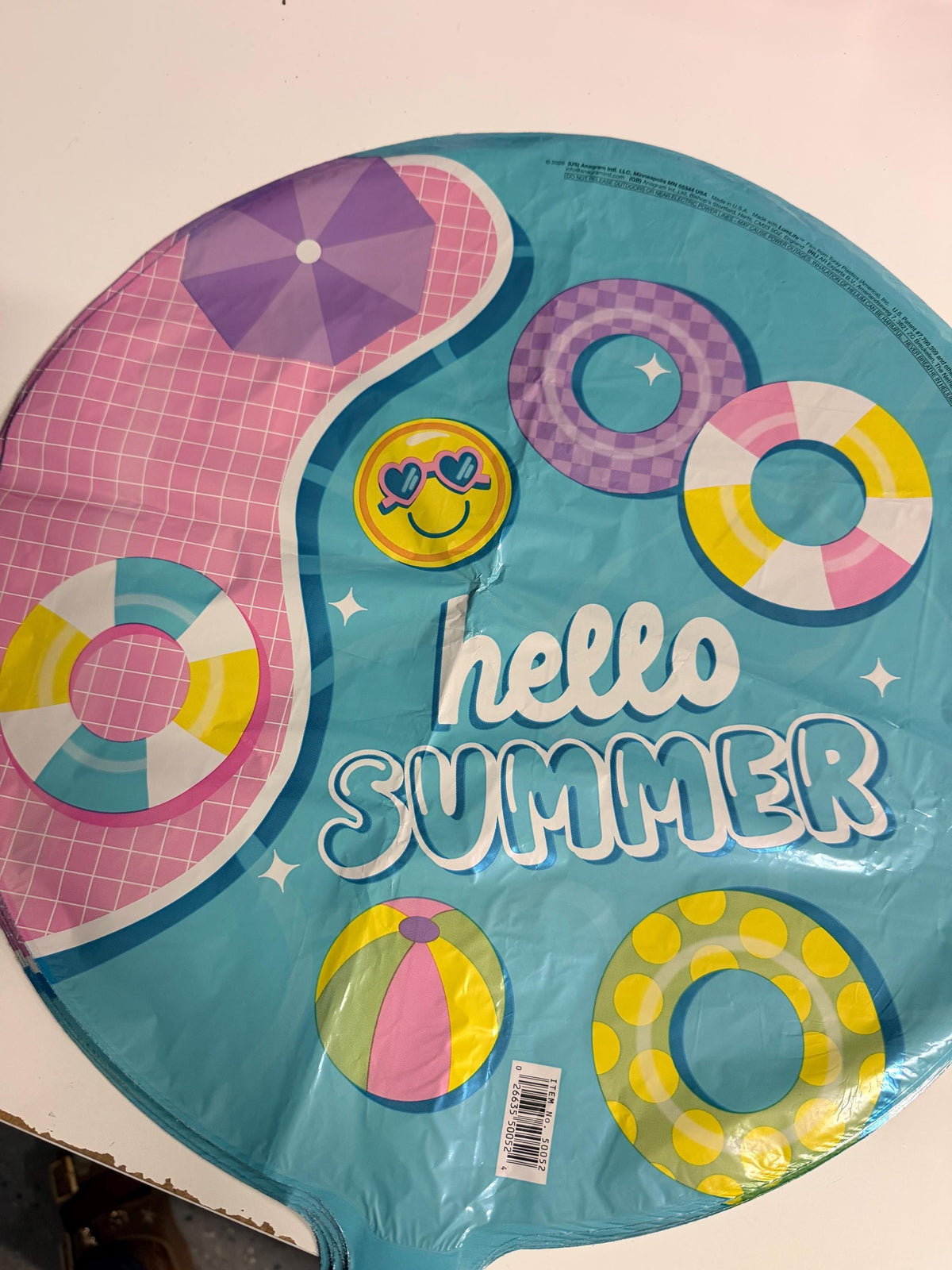 Hello Summer Balloon Bouquet, Pastel Smiley Face Foil Balloons, Summer Party Balloon Set, Pink and Lavender Happy Faces