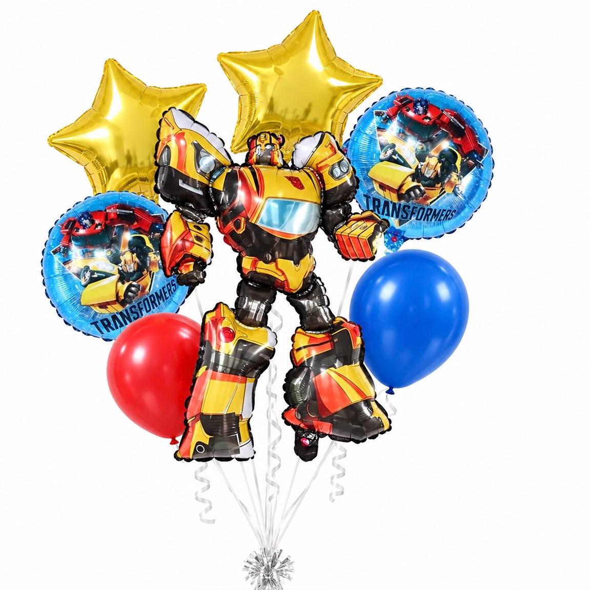 Robot Hero Balloon Set – Action Birthday Party Balloons for Boys, 5 pc Foil Balloon Bundle Air Only