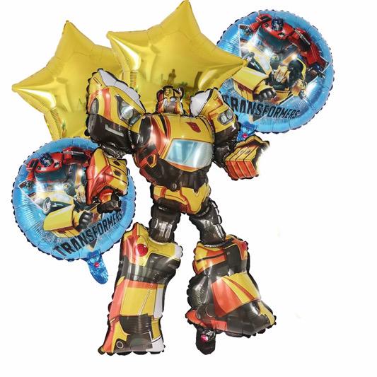 Robot Hero Balloon Set – Action Birthday Party Balloons for Boys, 5 pc Foil Balloon Bundle Air Only