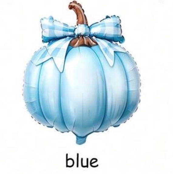 Blue Pumpkin Balloon Bouquet, 2 Foil Pumpkin Balloons with 4 Coordinating Latex Balloons, Fall Birthday Party Decor