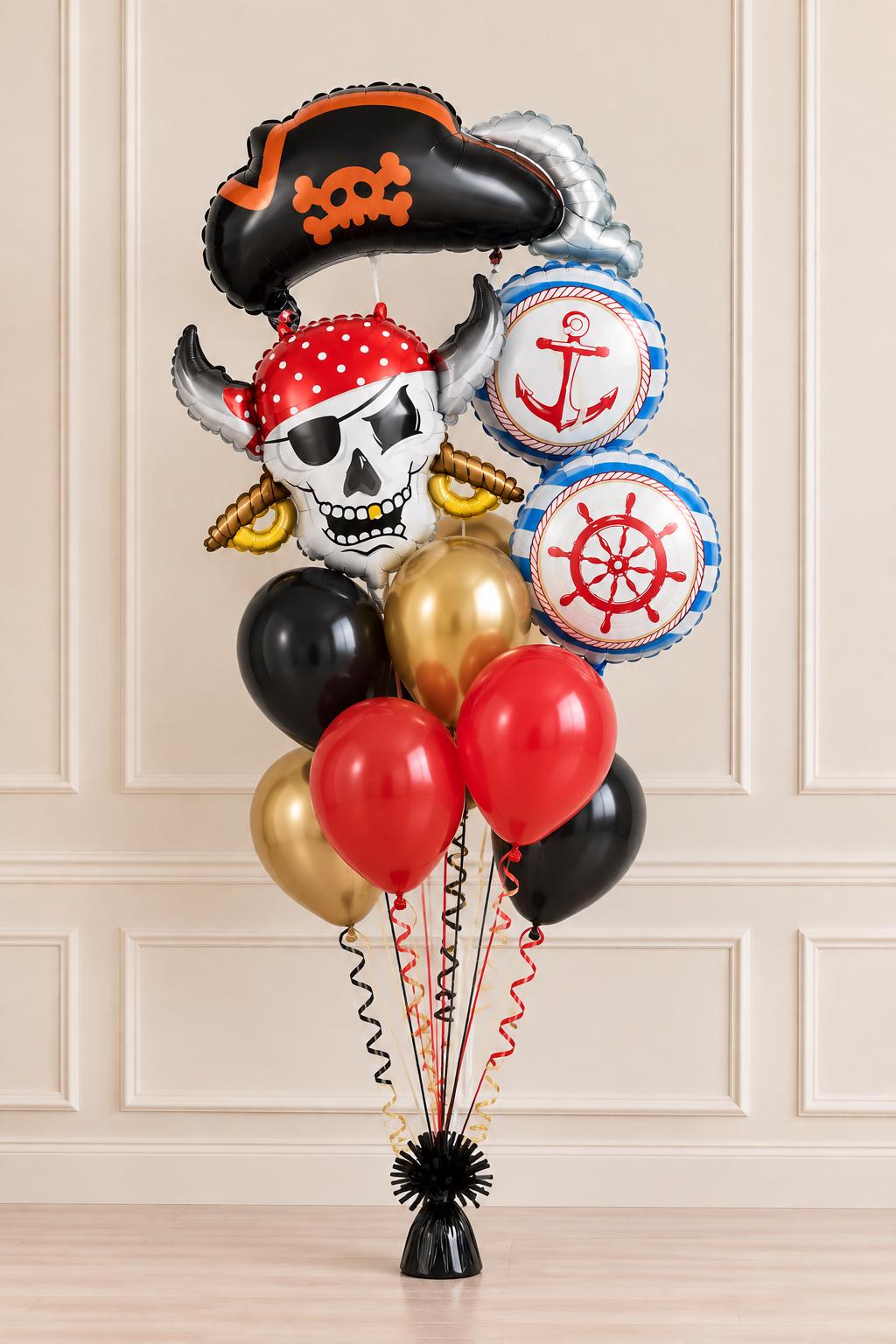 Pirate Balloon Bouquet Bundle, Pirate Birthday Balloons, Pirate Ship Balloon, Skull Pirate Party Decorations, Boys Birthday Party Decor