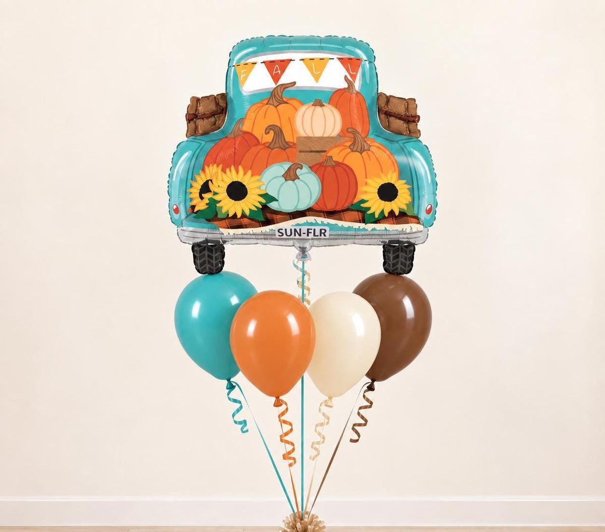 Vintage Truck Balloon Bouquet, Retro Truck Birthday Balloons, Transportation Party Decorations, Turquoise Orange Balloon Set