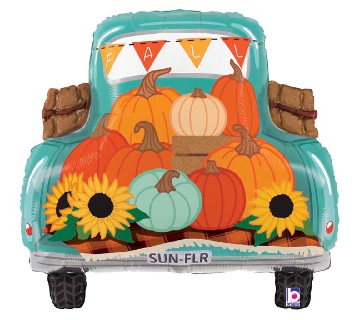 Vintage Truck Balloon Bouquet, Retro Truck Birthday Balloons, Transportation Party Decorations, Turquoise Orange Balloon Set
