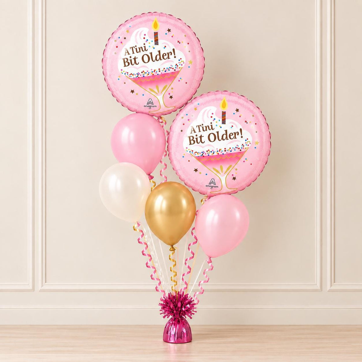 A Tini Bit Older Birthday Balloon Bouquet, Pink Martini Birthday Balloons, Girls Birthday Party Decor, Cocktail Birthday Balloon Set