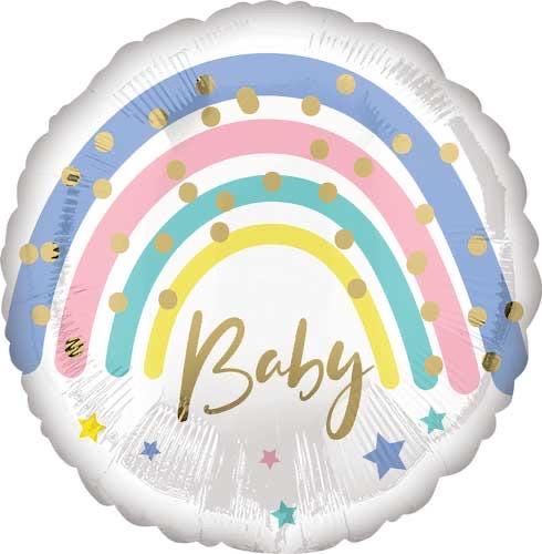 Baby Shower Balloon Bundle, Pastel Rainbow Baby Balloons, Pink and Blue Gender Reveal Balloons, Neutral Baby Shower Decorations